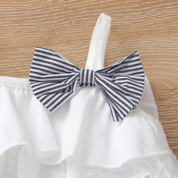 Παιδικά ρούχα Amazon Crossborder με φλοράλ δαντέλα, ριγέ σορτς για κορίτσια, σετ δύο τεμαχίων