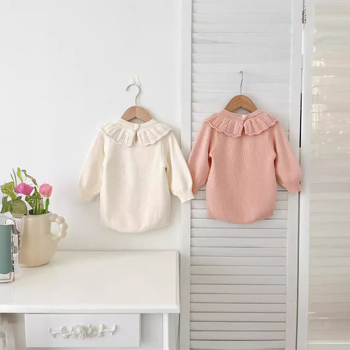 Kevad- ja sügisene tüdrukute beebitikitud rinnarevääriga kootud villane kampsun