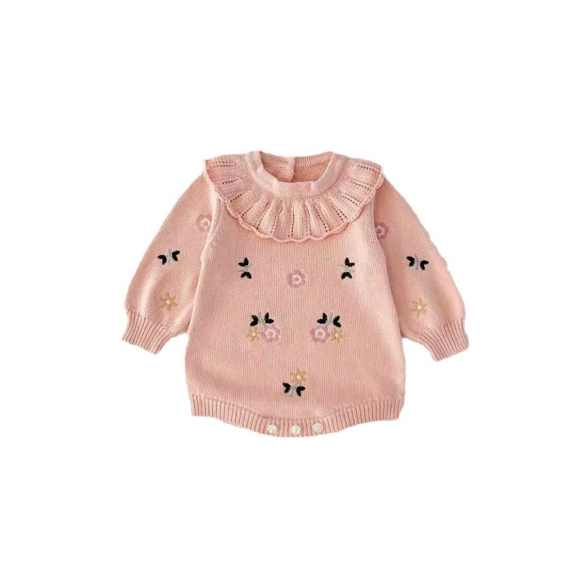 Kevad- ja sügisene tüdrukute beebitikitud rinnarevääriga kootud villane kampsun