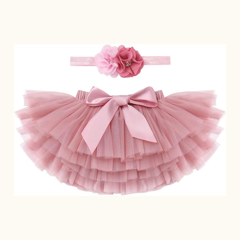 Pārrobežu meiteņu mazuļu tilla tutu tutu tutu svārki + divdaļīga galvas puķe
