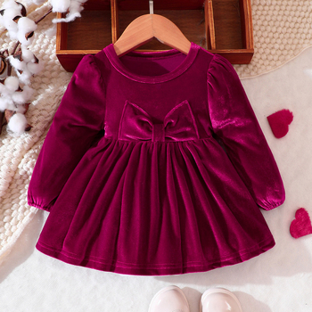 Rochie en-gros pentru copii, toamnă și iarnă, o rochie de prințesă cu guler rotund din catifea pentru fete, comerț exterior, îmbrăcăminte pentru copii europene și americane, în stoc