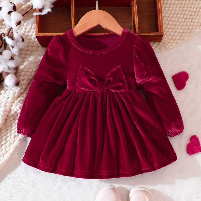 Rochie en-gros pentru copii, toamnă și iarnă, o rochie de prințesă cu guler rotund din catifea pentru fete, comerț exterior, îmbrăcăminte pentru copii europene și americane, în stoc