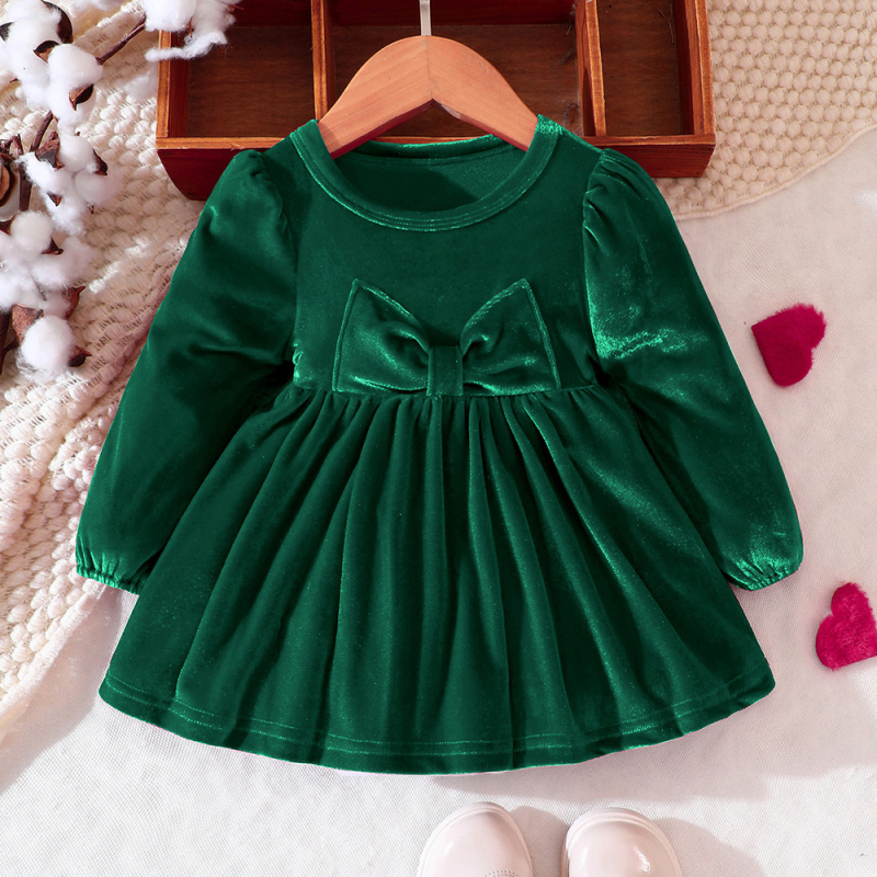 Rochie en-gros pentru copii, toamnă și iarnă, o rochie de prințesă cu guler rotund din catifea pentru fete, comerț exterior, îmbrăcăminte pentru copii europene și americane, în stoc