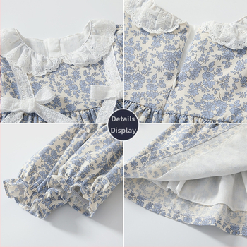 Korėjietiška ilgarankovė pavasarinė suknelė mergaitėms, mori stiliaus, vakarietiško stiliaus, kaspino ir lėlės apykaklės princesės suknelė mergaitėms