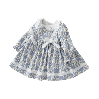 Korėjietiška ilgarankovė pavasarinė suknelė mergaitėms, mori stiliaus, vakarietiško stiliaus, kaspino ir lėlės apykaklės princesės suknelė mergaitėms