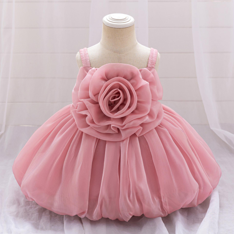 Mergaičių suknelė su diržu Trimatis gėlių klostuotas sijonas su lelija, atlasinis princesės sijonas, vienerių metų vaikiška suknelė, vienspalvis sijonas mergaitėms