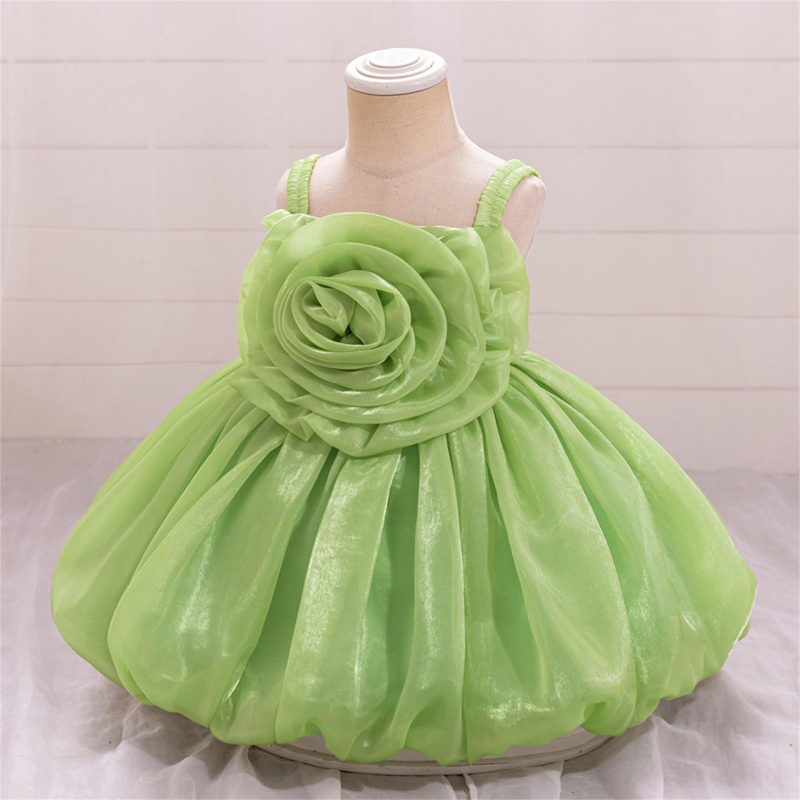 Mergaičių suknelė su diržu Trimatis gėlių klostuotas sijonas su lelija, atlasinis princesės sijonas, vienerių metų vaikiška suknelė, vienspalvis sijonas mergaitėms