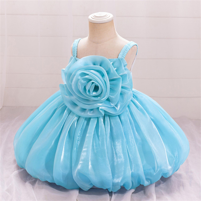 Mergaičių suknelė su diržu Trimatis gėlių klostuotas sijonas su lelija, atlasinis princesės sijonas, vienerių metų vaikiška suknelė, vienspalvis sijonas mergaitėms