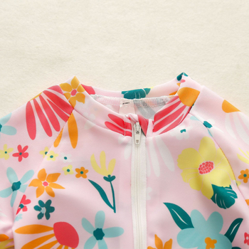 Piiriülesed laste riided tüdrukutele lilleline täisprindiga ühes tükis ujumistrikoo naiste beebi poolavatud kehaga ülikond laste ujumistrikoo 0-5T