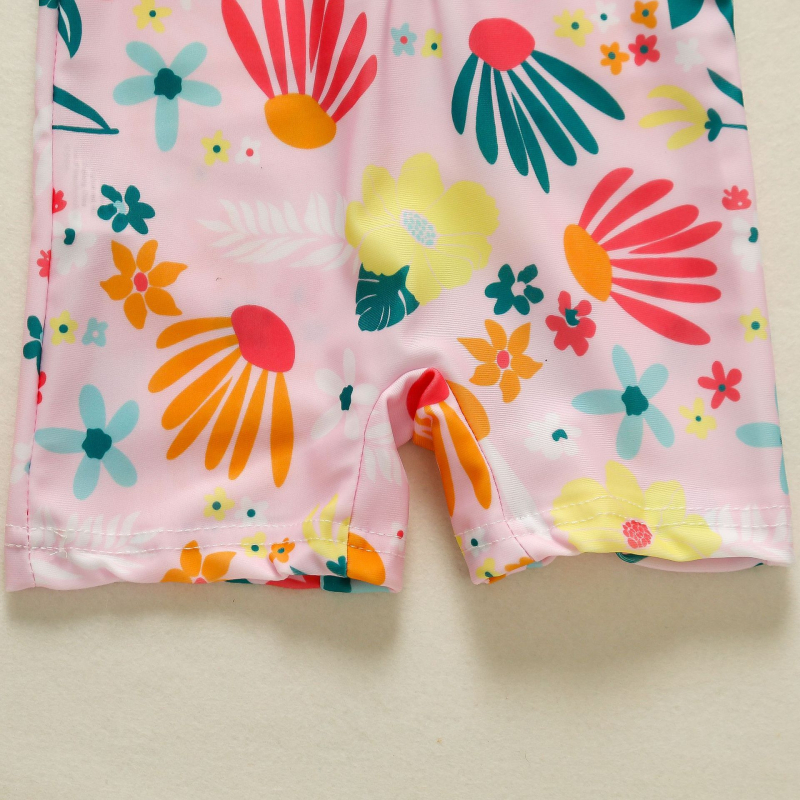 Piiriülesed laste riided tüdrukutele lilleline täisprindiga ühes tükis ujumistrikoo naiste beebi poolavatud kehaga ülikond laste ujumistrikoo 0-5T