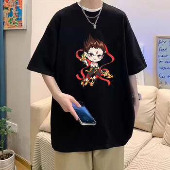 Anime Nezha Aobi Κοντομάνικο μπλουζάκι σε στυλ Χονγκ Κονγκ με κοντομάνικο μπλουζάκι, γυναικείο μπλουζάκι από μετάξι σε πάγο, ανδρικά και γυναικεία ρούχα, μόδα, all-match λευκό μπλουζάκι