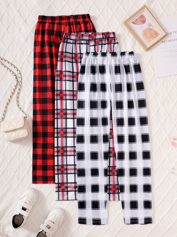 Pantaloni pentru copii 2024 toamna și iarna în carouri fete pantaloni drepți pantaloni casual de zi cu zi pantaloni de ieșire din trei piese set