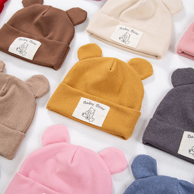 Jesenska i zimska pamučna kapa za bebe, pulover bez kostiju, kapa za bebe, fetalna kapa, zadebljana topla pletena kapa s medvjeđim ušima