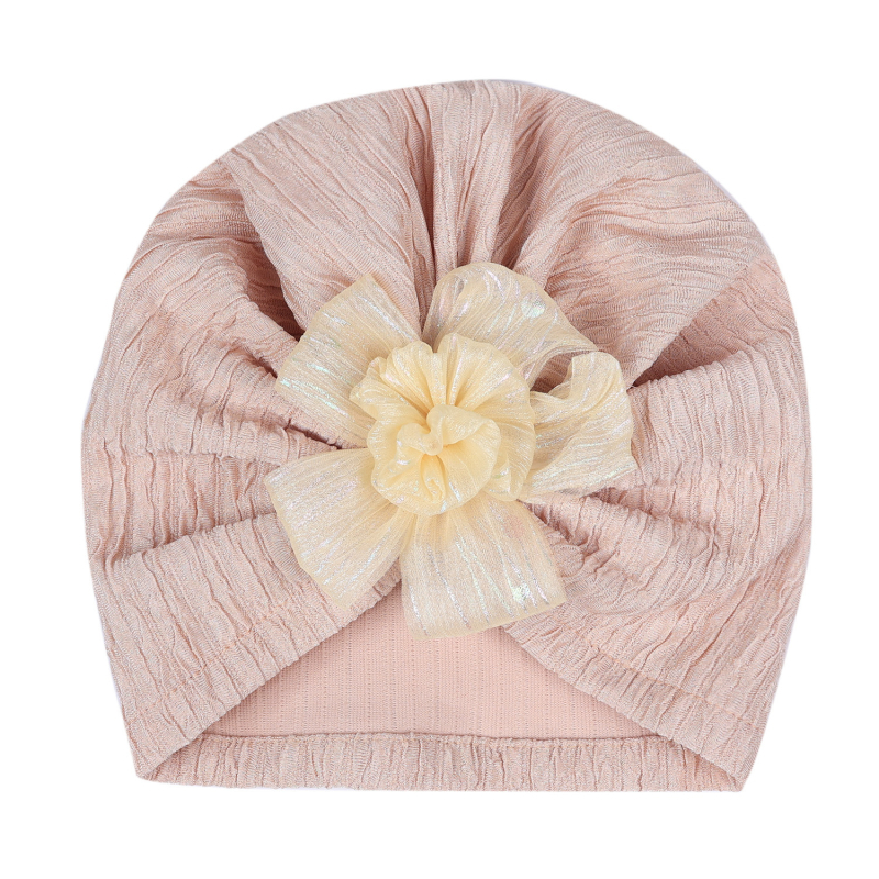 INS comerț exterior accesorii pentru păr pentru bebeluși noi, căciulă fetală jacquard, floare pentru bebeluși, culoare solidă, căciulă indiană perlată, 6 culori