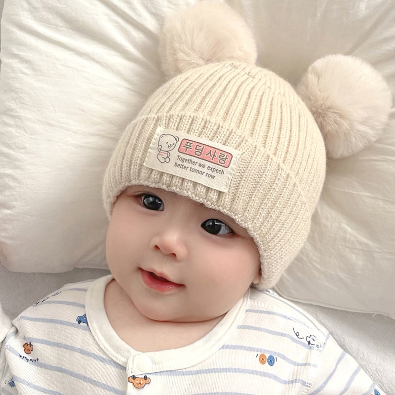 Поколение бебешка шапка есенно-зимна мъжка и дамска корейска бебешка вълнена топла плетена шапка за новородено бебе