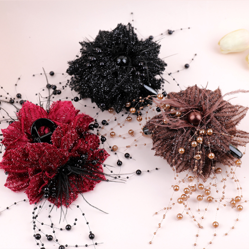 Ryškios žvaigždės upė ~ Honkongo vėjas, šviečiančios gėlės, griebtuvas, temperamentas, ryklių segtukas, tinklas, raudonplaukių plaukų demonstravimas, plaukų gėlė, plaukų aksesuarai