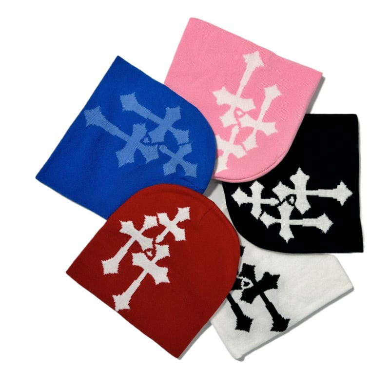 Határokon átnyúló robbanások, keresztezett jacquard kalap, Y2K európai és amerikai népszerű hip-hop kalap, kültéri sportokhoz, divatos utcai hideg sapka