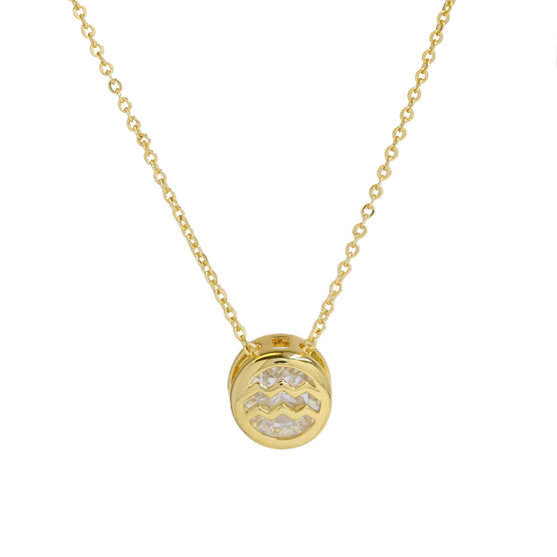 Karštai parduodamas žalvarinis dvipusis apvalus tuščiaviduris gruodžio spalvos cirkonio gimimo akmens dvylikos žvaigždynų pakabukas-vėrinys su tarpsieniu