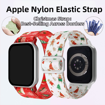 Kalėdinis obuolių dirželis, tinkantis 8/7/6/5/4/3/2/1 „Full Series“ iwatch laikrodžiams, austas nailono dirželis