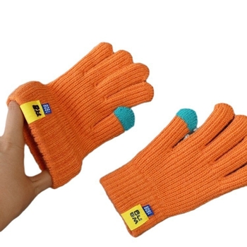 Laste ühevärvilised villast kootud kindad sügiseks ja talveks, armsad sõrmedega jalgrattasõiduks mõeldud soojad kindad meestele ja naistele