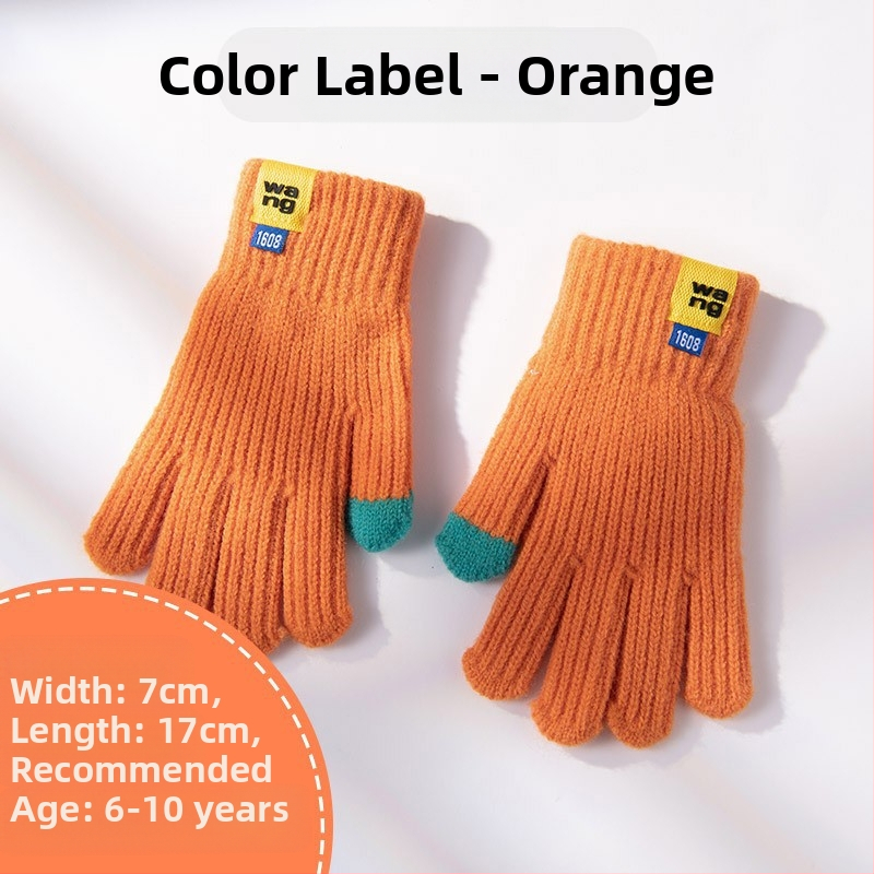 Laste ühevärvilised villast kootud kindad sügiseks ja talveks, armsad sõrmedega jalgrattasõiduks mõeldud soojad kindad meestele ja naistele