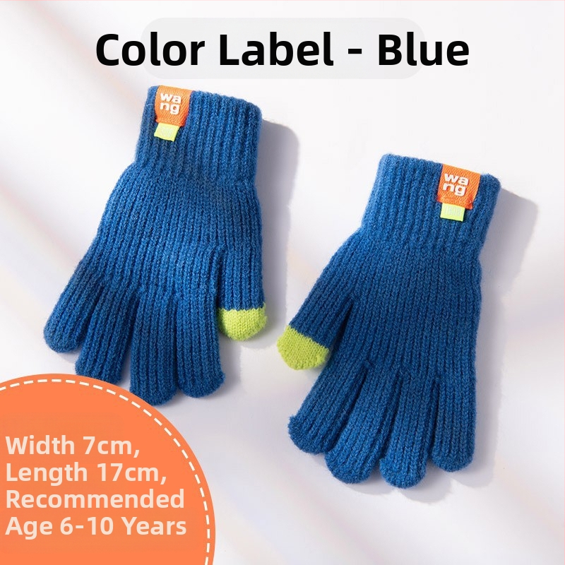 Laste ühevärvilised villast kootud kindad sügiseks ja talveks, armsad sõrmedega jalgrattasõiduks mõeldud soojad kindad meestele ja naistele