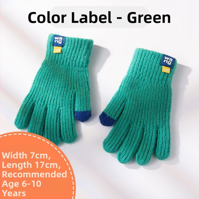 Laste ühevärvilised villast kootud kindad sügiseks ja talveks, armsad sõrmedega jalgrattasõiduks mõeldud soojad kindad meestele ja naistele