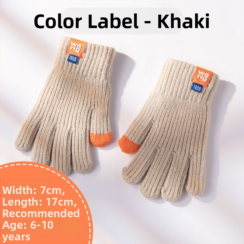 Laste ühevärvilised villast kootud kindad sügiseks ja talveks, armsad sõrmedega jalgrattasõiduks mõeldud soojad kindad meestele ja naistele