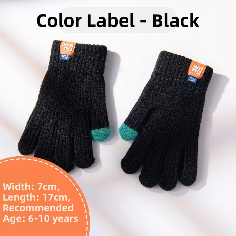 Laste ühevärvilised villast kootud kindad sügiseks ja talveks, armsad sõrmedega jalgrattasõiduks mõeldud soojad kindad meestele ja naistele