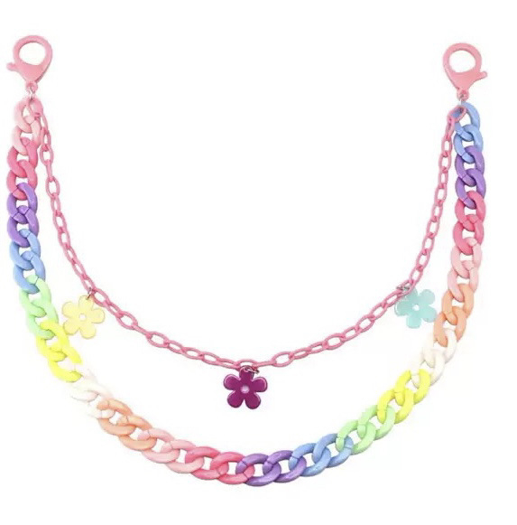 Višenamjenski lanac za hlače s cvijećem u stilu breskve, ukras u obliku srca, šareni europski i američki viseći lanac u punk stilu, odvojivi lanac