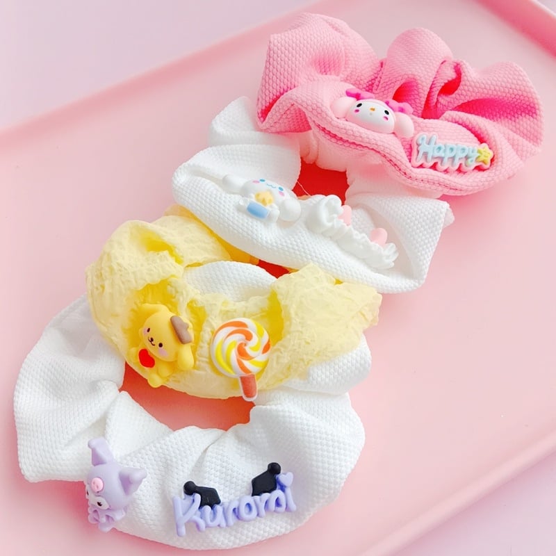 Desene animate ins colorate Intestin gros Inel de păr Bandă de vară Dulce japonez și coreean Bandă de păr All-match Sanrio Girly Headwear