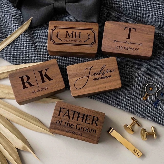 Butoni gravați ETSY, clips de cravată, cutie de costum, sculptură, cadou pentru tată, poate fi personalizat cel puțin o comandă