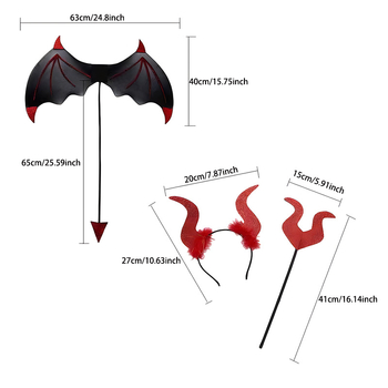Halloween Party COS Ντύσιμο Μεταμφιέσεων Παράσταση Σετ Αξεσουάρ για Κεφαλόδεσμο με Φτερά Διαβόλου