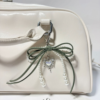 Piiriülesed plahvatused Korea magus ja lahe käsitöö pärlite imitatsioonlindiga vibu pärlitega armastuse ripats võtmehoidja koti ripats