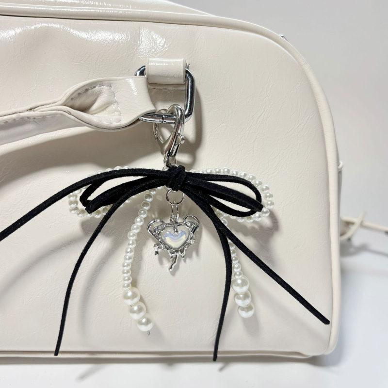 Piiriülesed plahvatused Korea magus ja lahe käsitöö pärlite imitatsioonlindiga vibu pärlitega armastuse ripats võtmehoidja koti ripats