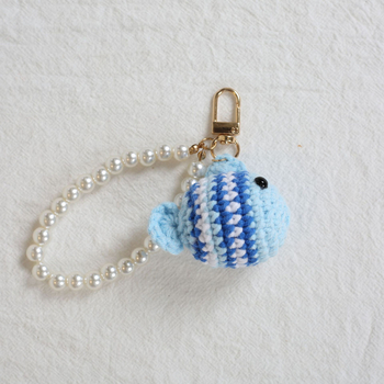 Δημιουργικό χειροποίητο πλεκτό κλόουν μενταγιόν ψαριών υφαντό μαλλί υφασμένο κρεμαστό πολύχρωμο μπρελόκ ψαριών με μαργαριτάρια