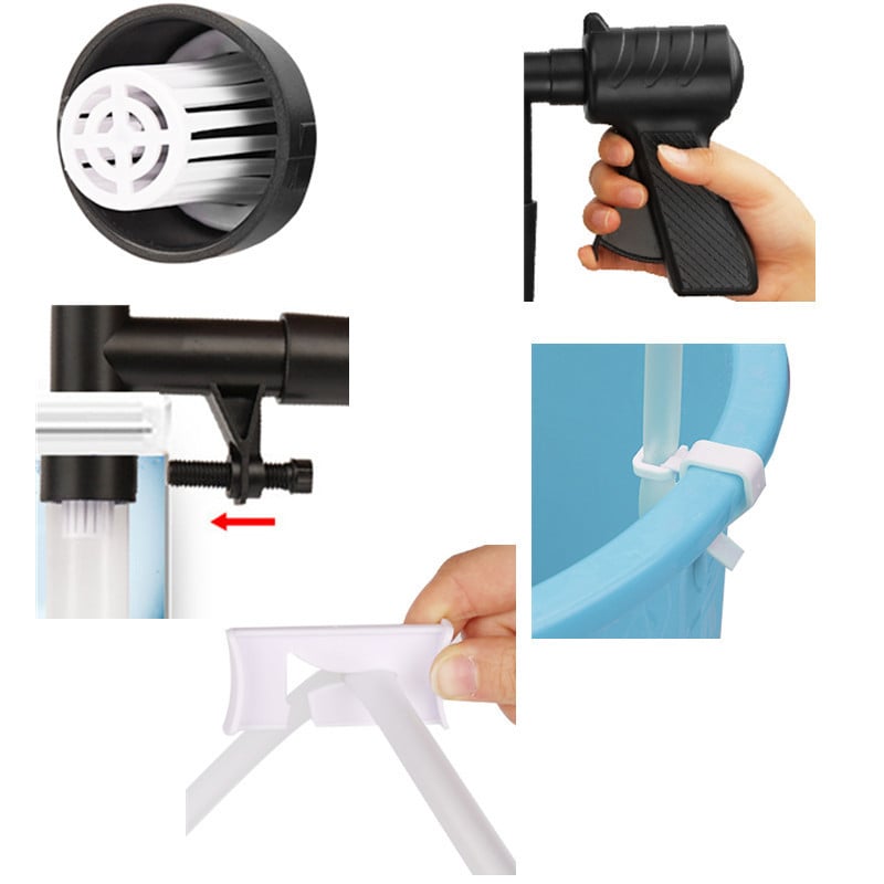 Pneimatiska pundurkociņa zivju tvertnes ūdens mainītāja tualetes sūkšanas ierīce, manuāla smilšu ūdens mazgātāja dekontaminācijas sūkšanas rīks, notekūdeņu novadītājs