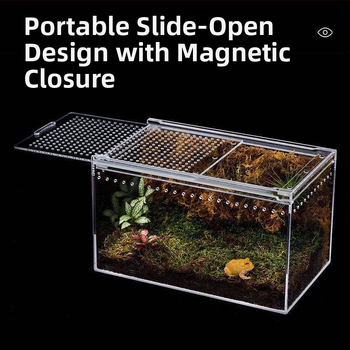 Акрилна интегрирана кутия за хранене, против изтичане на вода, катерене за домашни любимци, екологична кутия, паяк, рогата жаба, Shougong, змия, хранене на влечуги