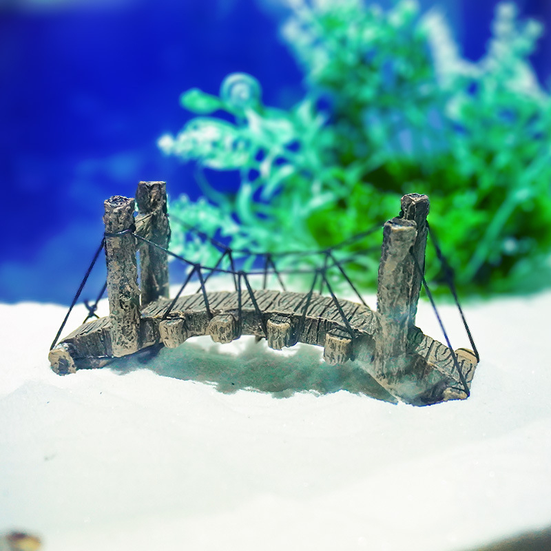 Vairumtirdzniecības maza tilta simulācija, piekaramais tilts, akvārija ainavu veidošana, virvju tilts, pārrobežu sveķu rotangpalmas tilts, dekoratīvs arkas tilts, ainavu veidošana, kabeļu tilts