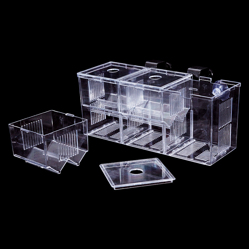 Kalapaagi inkubatsiooni isolatsioonikast, pumpamisplaadi tüüpi läbipaistev aretuskast, akvaariumi koorumiskast, betta kalakast, konksuga emakast