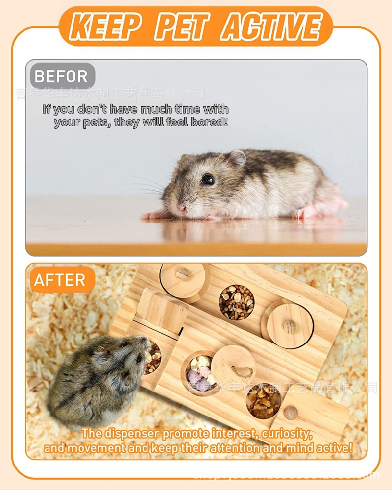 Хранилка за хамстери от бамбук, чинийка за хранене на хамстери Golden Bear, дървена играчка-хранилка за озеленяване, купа за хранене на домашни любимци
