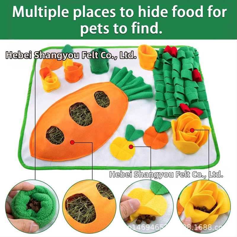 Нова подложка за хранене на малки домашни любимци от трансграничен пазар, подложка за хранене на зайци с торба за сено, подложка за душене на играчки за моркови
