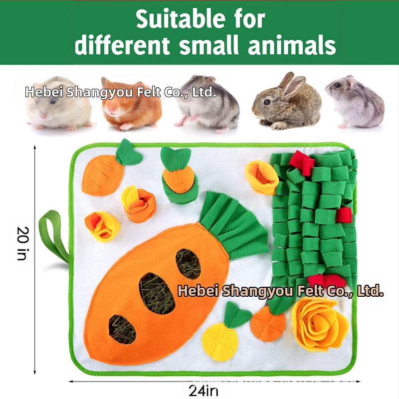 Pārrobežu jauns mazo mājdzīvnieku barošanas paklājiņš, trušu barības meklēšanas paklājiņš ar siena maisu, burkānu rotaļlietu ostīšanas paklājiņš