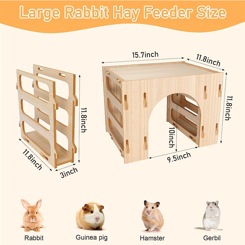 Puidust küüliku heinasöötja hamstri Jänesemaja elupaik küüliku toitmiseks heinariiul