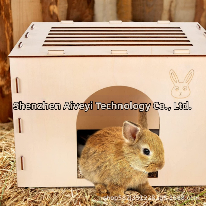 1 комплект дървен замък за скривалище за зайци, къщичка за зайци и скривалище, дървена къщичка за зайци