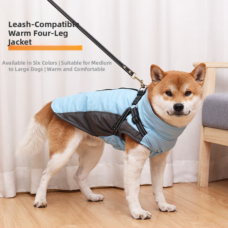 Uus puuvillase voodriga koeramantel, soe talve-, tuulekindel ja öösiti helkurvest, eksklusiivne lemmikloomatarvete valik.