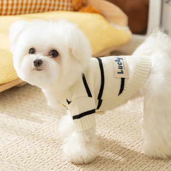 Lihtne triibuline kardigan-kampsun, mustvalge triibuga, väikese koera sügis- ja talveriided, paksud kahejalgsed lemmikloomariided, hulgimüük