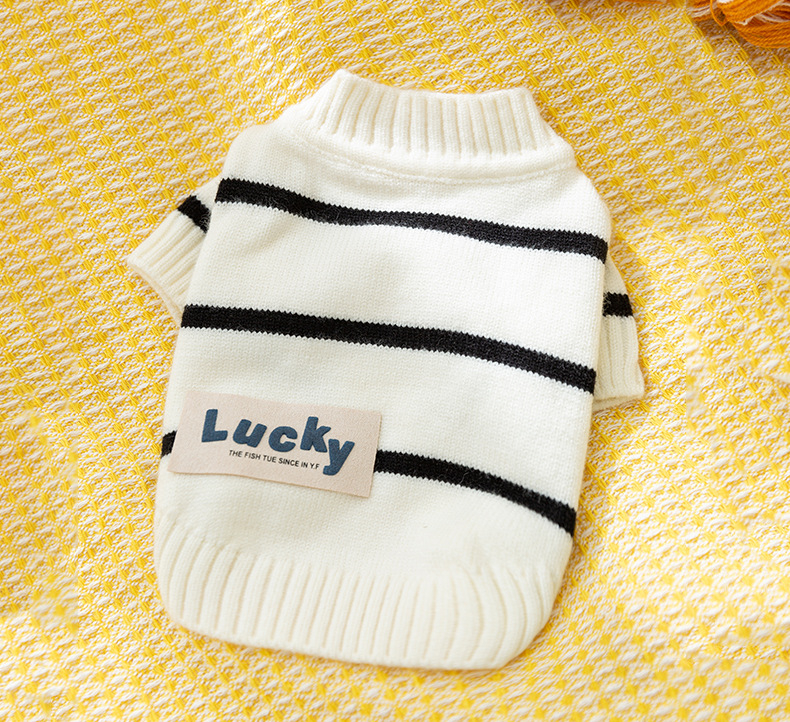 Lihtne triibuline kardigan-kampsun, mustvalge triibuga, väikese koera sügis- ja talveriided, paksud kahejalgsed lemmikloomariided, hulgimüük