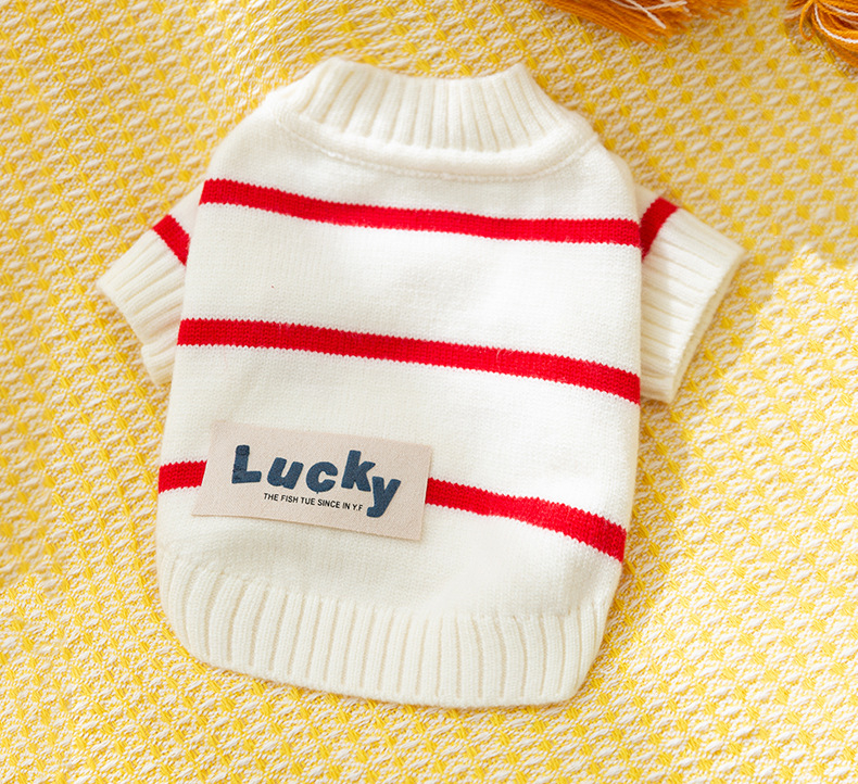 Lihtne triibuline kardigan-kampsun, mustvalge triibuga, väikese koera sügis- ja talveriided, paksud kahejalgsed lemmikloomariided, hulgimüük