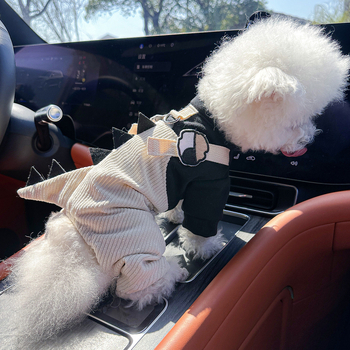 Sandėlyje tarpvalstybinis populiarus naminių gyvūnėlių šuniukų drabužių tiekėjas gamykloje pavasariui ir vasarai nauji dinozaurų keturkojų drabužių vienetinis pristatymas